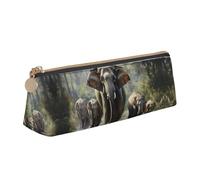 SKKNT Custodia per cosmetici con stampa di elefanti asiatici, grande capacità, design triangolare, portapenne con cerniera per strumenti di scrittura