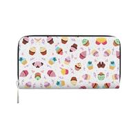 SKKNT Delicious Cupcakes Stampa Spazioso Trendy Pelle Portafoglio Donna Portafoglio Pochette per Casual e Viaggio Uso, nero, Taglia unica, Arte