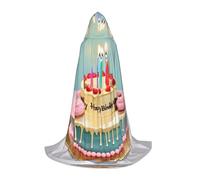SKKNT Happy Birthday Big Cake Print Halloween mantello con cappuccio a lunghezza intera mantello con cappuccio per uomini e donne per carnevale