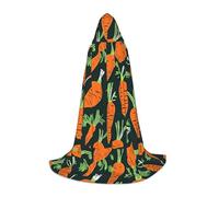 SKKNT Happy Carrot Seamless Pattern Print Halloween con cappuccio mantello lunghezza intera mantello con cappuccio per uomini e donne per Carnevale