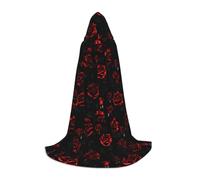 SKKNT Rosso E Nero Rose Stampa Halloween Con Cappuccio Mantello A Lunghezza Intera Con Cappuccio Per Gli Uomini E Le Donne Per Il Carnevale