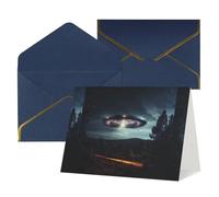 SKKNT UFO at night - Biglietti di auguri per tutte le occasioni, matrimoni, compleanni, feste, inviti, 12,7 x 15,2 cm