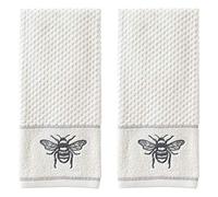 SKL Home Farmhouse Bee - Set di asciugamani, colore bianco, 16 x 25 cm