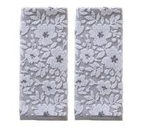 SKL Home Set di asciugamani jacquard floreale, grigio, 2 pezzi