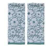 SKL Home Set di asciugamani jacquard floreale, verde muschio, 2 pezzi
