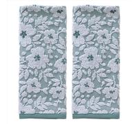 SKL Home Set di asciugamani jacquard floreale, verde muschio, 2 pezzi