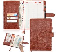 SKLENICE Copertina per notebook in pelle PU marrone per diario A5 Planner viaggiatori Notebook Cover con anello per penna slot per schede Fibbia magnetica A5 Notebook Giacca per Hobonichi cugino