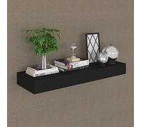 SKM Mensola a Muro Galleggiante con Cassetto Nera 80x25x8 cm
