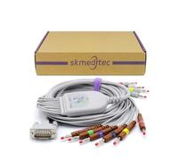 skmeditec Cavo ECG/EKG compatibile per Schiller AT10/10 Plus/101/102/102-Plus/104, 15 pin Cavo IEC a 10 derivazioni a banana, cavo sostitutivo per KKB007, CB-721014R/1