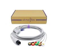 skmeditec Cavo IEC EKG/ECG Snap a 5 conduttori da 11FT compatibile con AAMI e la maggior parte dei monitor, cavo con connettore a 6 pin, 1kRES