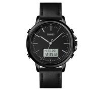 SKMEI 1652 Orologio da uomo in lega di pelle sportiva a doppio movimento, colore