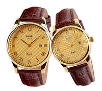 SKMEI Coppia di orologi per coppie, uomini e donne, per lui e per lei, set di orologi per marito, moglie, San Valentino, orologio da polso abbinato, regalo di nozze, impermeabile, alla moda, al quarzo