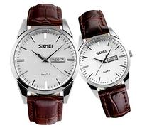 SKMEI Coppia di orologi per coppie, uomini e donne, per lui e per lei, set di orologi per marito, moglie, San Valentino, orologio da polso abbinato, regalo di nozze, impermeabile, alla moda, al