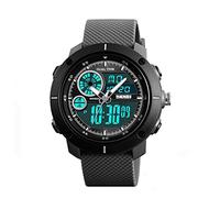 SKMEI DG1361 - Orologio digitale e analogico da uomo, doppio, quadrante molto ampio, con cinturino in gomma, colore: Nero.