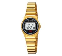 SKMEI Elegante orologio digitale da donna, impermeabile, alla moda, in acciaio inox, con luce a LED, dorato
