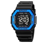 SKMEI Le migliori marche degli uomini digitali Mens impermeabile orologi da polso elettronici moda PU Band Sport Watch relogio Masculino Sport Watch Men, marrone chiaro::blu, Classico