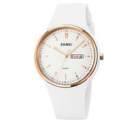 SKMEI Orologi per giovani donne da donna con cinturino in silicone grande quadrante grande impermeabile moda casual semplice quarzo analogico giorno data ragazze regalo bianco orologio da polso,