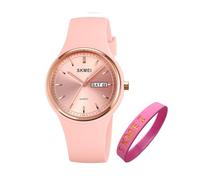 SKMEI Orologi per giovani donne sportive cinturino in silicone impermeabile moda casual semplice quarzo analogico giorno data ragazze regalo nero orologio da polso, Piccolo rosa, L2057