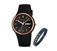 SKMEI Orologi per giovani donne sportive cinturino in silicone impermeabile moda casual semplice quarzo analogico giorno data ragazze regalo nero orologio da polso, Piccolo nero, L2057