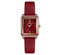 SKMEI - Orologio da donna in pelle, elegante, rettangolare, analogico, al quarzo, impermeabile, da donna classico 1.3*0.9*0.39 inch Rosso.