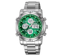 SKMEI - Orologio da polso da uomo, resistente all'acqua, militare, analogico, digitale, con cronografo LED, cronografo multitempo, orologi da lavoro in acciaio inossidabile per uomini, Mediano
