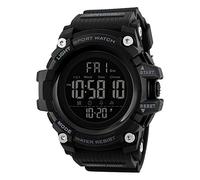 SKMEI Orologio digitale da uomo, sportivo, militare, impermeabile, multifunzione, con quadrante grande, Tutto nero, 2.2*2.1*0.7 inches, Sportivo