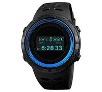 SKMEI Orologio sportivo digitale da uomo con schermo OLED militare di sopravvivenza all'aperto impermeabile orologio da polso con doppio fuso orario bussola contapassi termometro cronometro, Blu, Cinturino