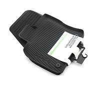 ŠKODA 57B061502 - Set da 2 tappetini Anteriori in Gomma, Originali per Tutte Le Stagioni, con Scritta, Colore Nero