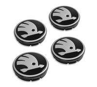 Skoda Coprimozzo Originale in Plastica, Colore Nero Satinato e Cromato Scuro, Diametro Esterno ca. 56 mm, per Cerchi in Alluminio, 5LA071213D