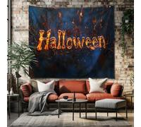 SKOEUI Arazzo Fuoco Di Halloween Parole Infuocate Arazzo da Parete Grande Multiuso Ideale come Coperta da Spiaggia, Copriletto o Tovaglia - Decorazione da Parete per Soggiorno 200x150 cm