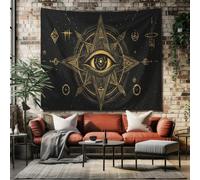 SKOEUI Arazzo Mistico Onniveggente Occhio Telo per Decorazione Casa con Stampa Triangolo Geometrico Tapestry Murale Aesthetic per Camera da Letto Panno Decorativo Nero 150x130 cm