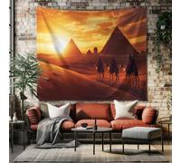 SKOEUI Arazzo Piramidi Paesaggistiche Telo per Decorazione Casa con Stampa Paesaggio Desertico Tapestry Murale Aesthetic per Camera da Letto Panno Decorativo Giallo Dorato 150x130 cm