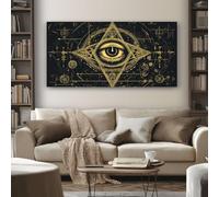 SKOEUI Stampa su Tela Occhio Mistico Che Tutto Vede Quadri Moderni Triangolo Geometrico Grande per Decorazione Soggiorno e Camera da Letto Poster e Stampe da Parete Senza Cornice 50x100 cm