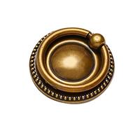 skohom Confezione da 8 tiranti ad anello da 5,1 cm, antichi, per cassetti, armadietti, credenze, con piastra rotonda, per cassetti (ottone anticato)