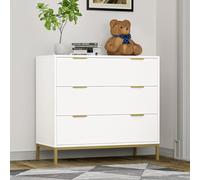 Skokliz Cassettiera in Legno, Cassettiera con 3 cassetti 80x40x75cm Moderna cassettiera in MDF per camera da letto, soggiorno, mobili da corridoio, bianca
