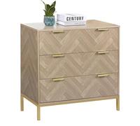 Skokliz Cassettiera moderna con 3 cassetti, 80 x 40 x 75 cm, in MDF e metallo, per camera da letto, soggiorno, corridoio, mobili in legno