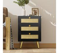 Skokliz Comodini Camera da Letto con 3 Cassetti Cameretta Cassettiera Comodino da Notte bohémien Tavolino Laterale tavolino da Divano Salotto, Nero