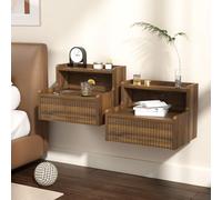 Skokliz Set da 2 Comodini Sospesi per Camera da Letto, Comodino moderno da parete con cassetto, comodino in legno e scrivania, tavolino in legno,piccolo comodino galleggiante