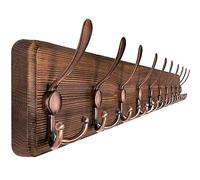 SKOLOO Appendiabiti a parete per ingresso - Stile casale - 10 Ganci Tripli - 97 cm - Appendiabiti da parete legno per Appendere Cappotti Sciarpe, zaini e Altro