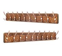 SKOLOO Appendiabiti a parete per ingresso - Stile casale - 10 Ganci Tripli - 97 cm - Appendiabiti da parete legno per Appendere Cappotti Sciarpe, zaini e Altro - Confezione da 2