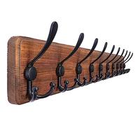 SKOLOO Appendiabiti a parete per ingresso - Stile casale - 10 Ganci Tripli - 97 cm - Appendiabiti da parete legno per Appendere Cappotti Sciarpe, zaini e Altro