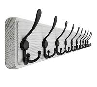 SKOLOO Appendiabiti a parete per ingresso - Stile casale - 10 Ganci Tripli - 97 cm - Appendiabiti da parete legno per Appendere Cappotti Sciarpe, zaini e Altro