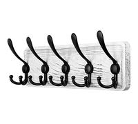 SKOLOO Appendiabiti a parete per ingresso - Stile casale - 5 Ganci Tripli - 44 cm - Appendiabiti da parete legno per Appendere Cappotti Sciarpe, zaini e Altro