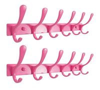 SKOLOO Appendiabiti da parete - 6 ganci, confezione da 2, resistente, in acciaio inossidabile, appendiabiti da parete in metallo, ganci robusti per appendere cappotti, giacche, vestiti, cappelli, rosa