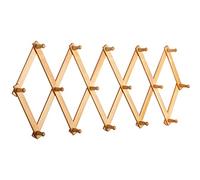SKOLOO Appendiabiti da parete a fisarmonica con 16 ganci, moderno appendiabiti espandibile per cappelli, in legno massello, colore naturale