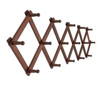 SKOLOO Appendiabiti da parete a fisarmonica con 16 ganci, moderno ed espandibile, appendiabiti da parete, in legno massello, colore noce