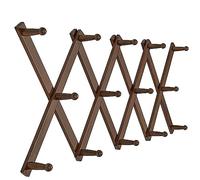 SKOLOO Appendiabiti da parete a fisarmonica, moderno ed espandibile, montaggio a parete, in legno massiccio, 14 pioli, noce