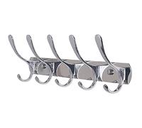 SKOLOO - Appendiabiti da parete con 5 ganci, appendiabiti da parete in metallo per appendere cappotti, giacche, zaini, cappotti, ganci argentati, perfetti per ingresso, cucina, camera da letto
