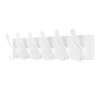 SKOLOO Appendiabiti da parete in legno bianco, appendiabiti da parete con 6 ganci per appendere cappotti, cappelli, vestiti, sciarpe, bianco