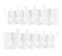 SKOLOO Appendiabiti da parete in legno bianco, confezione da 2, 6 ganci per cappotti, cappelli, vestiti, sciarpe